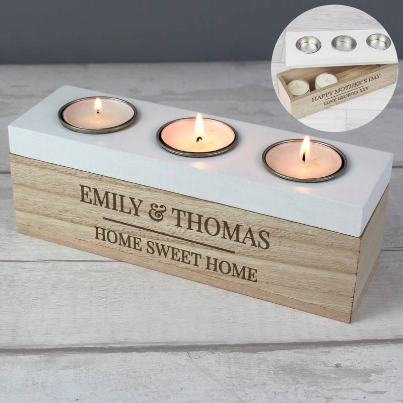 Personalised Classic Triple Tea Light Box